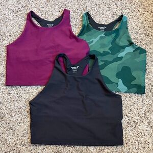 Old Navy Active Girls Tank Top Bundle - Black, Purple, Green Camo